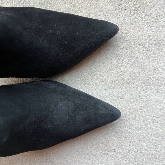 Schutz Black Suede Wrap Stiletto Heel Pump Booties Women 6.5 B Chic Sexy Minimal - Picture 7 of 14